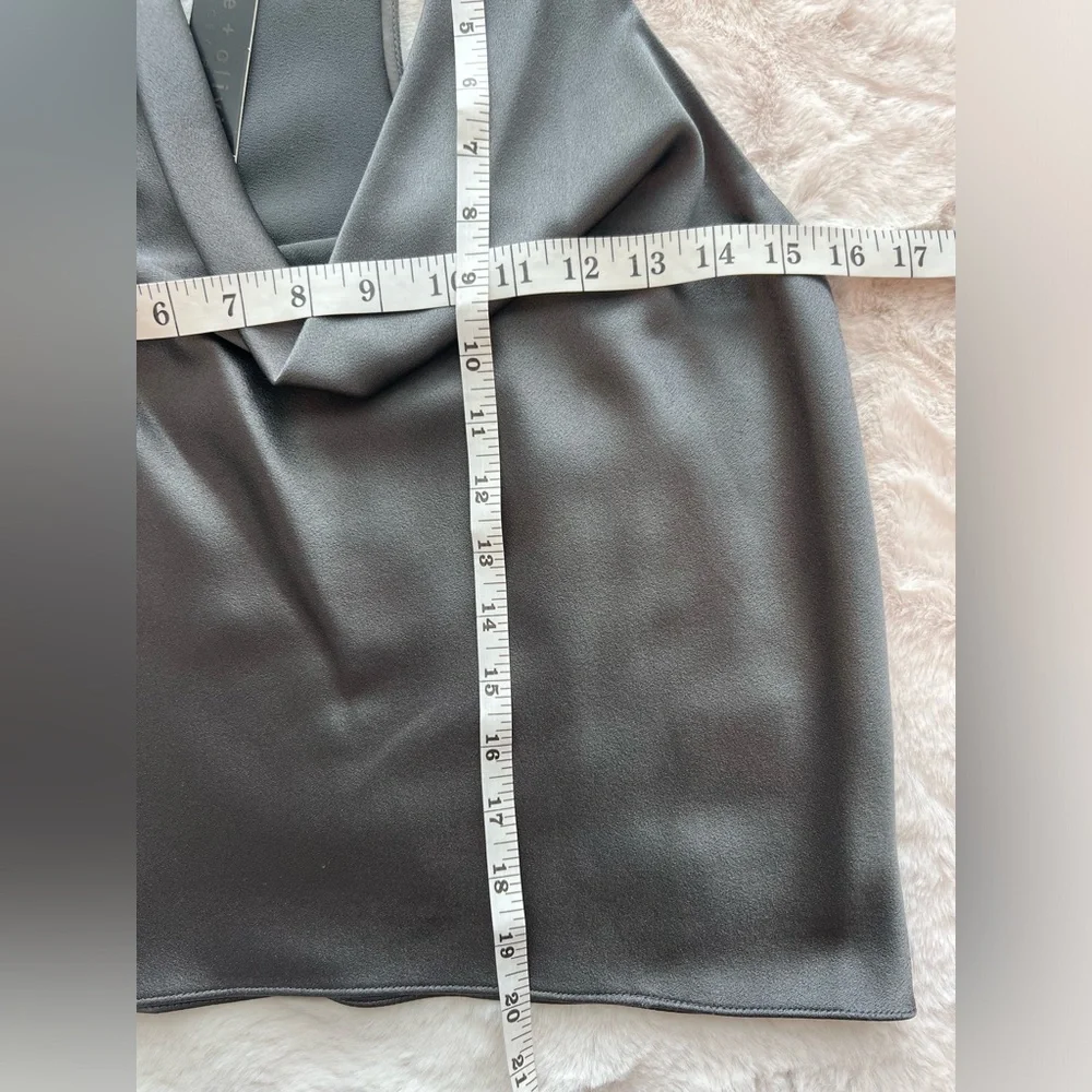 Alice + Olivia Gray Satin Cowl Neck Top - Picture 6 of 12